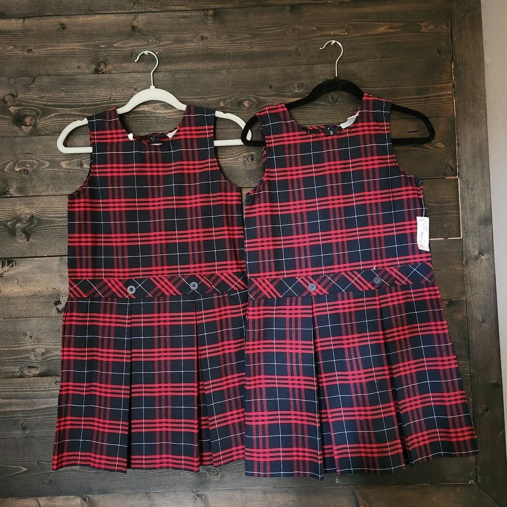 Classwear Uniform Jumper Dress Girls sz 14 Sleeveless Plaid Pleated NWT Lot of 2